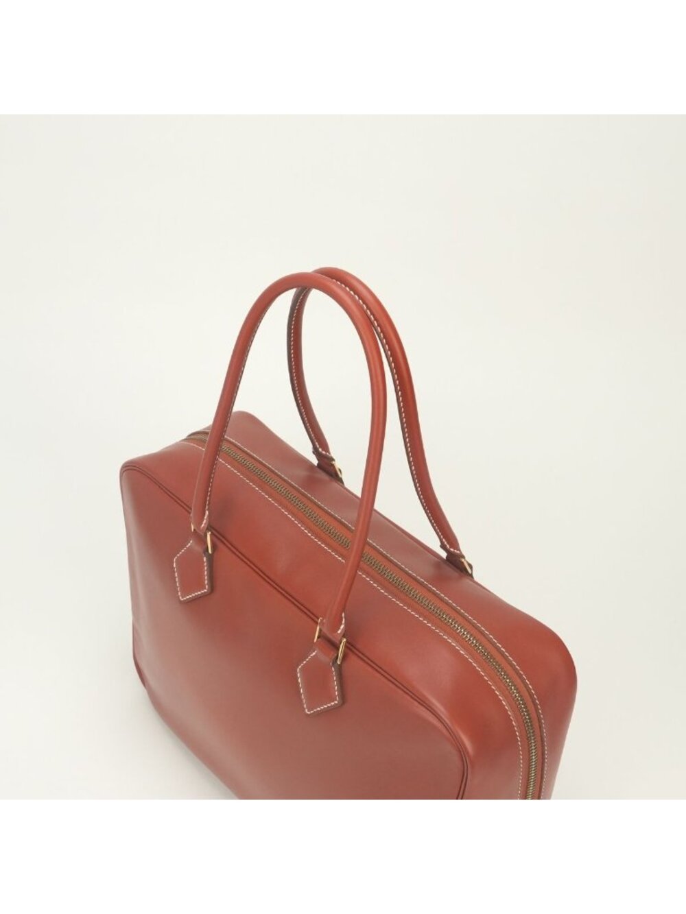 Hermes Plume 32 Tote Box Calf Noisette Brown Gold Handbag - Picture 4 of 9